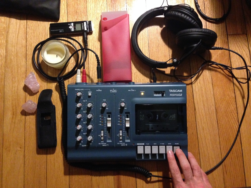 four track tascam and headphones